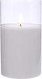 LED kaars wit met helder glas en vlam effect - 7,5 x 12,5cm - voor binnen