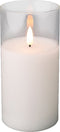 LED kaars wit met helder glas en vlam effect - 7,5 x 15cm - voor binnen