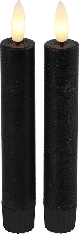 Led kaarsen met afstandsbediening Countryfield - LED dinerkaars klein zwart 15 cm - zwart - met timer - set van 2