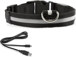 LED lichtgevende Halsband XS 28 - 38cm - Kat en Hond - Sterk licht - Usb Oplaadbaar - Zwart - Inclusief oplader
