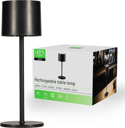 LED's Light Tafellamp op accu - oplaadbaar en draadloos - voor binnen en buiten - 3 kleuren - Zwart