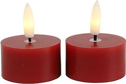 Led Theelicht - dia. 4 CM / Hoogte 5.20 cm - LED Lyon set van 2 - Kleur Rood Rustiek