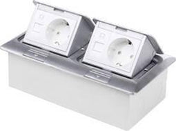 LEDmaxx 105627 2-voudig Vloerinbouw-contactdoos Met Cat5-bus, Kinderbeveiliging Aluminium