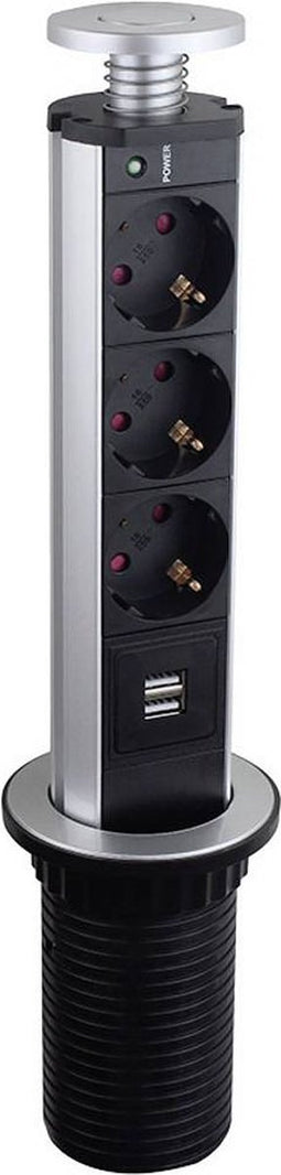 LEDmaxx TSD001 Stekkerdoostoren 3-voudig Aluminium, Zwart 1 stuk(s)