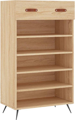 vidaXL - Schoenenkast - 60x35x105 - cm - bewerkt - hout - sonoma - eikenkleurig