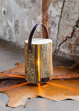 LEDR Wood Light - Ash Wood M Leather edition Boomstam lamp