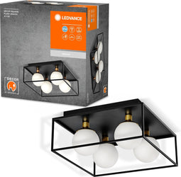 LEDVANCE DECOR Vierkante badkamer plafondlamp IP44, zwart, G9