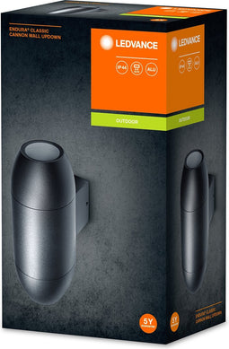 LEDVANCE LED Wandlamp voor 2x GU1-lampen, designlicht voor buiten in Cannon Optics, voor 2-zijdige indirecte verlichting, gemaakt van hoogwaardig aluminium in donkergrijs, endura kanon