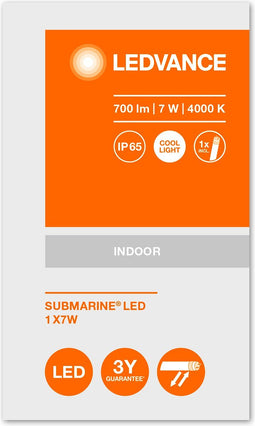 LEDVANCE Lijnarmatuur LED: voor plafond, G13, SUBMARINE / 8 W, 22-…24- V, stralingshoek: 14-, Koel wit, 4- K, body materiaal: acrylonitrile butadiene styrene (abs), IP65