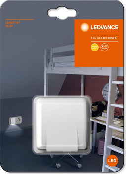 LEDVANCE Nachtlicht LED: voor stopcontact, LUNETTA Slim / -,3- W, 22-…24- V, Warm wit, 3- K, body materiaal: polycarbonate (pc)/acrylonitrile butadiene styrene (abs), IP2-