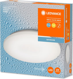 LEDVANCE ORBIS LED badkamerlamp met sensor, LED plafondlamp met IP44 warm wit met 15 W, 11- lumen en 3- cm diameter. ORBIS IP44 SENSOR 3-MM 15.5W 83-