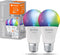 LEDVANCE Slimme LED lamp met WiFi technologie, E27-basis matte optiek ,RGBW-kleuren veranderbaar, lichtkleur veranderbaar (27-K-65-K), 8-6 Lumen, substituut voor 6-W-verlichtingsmiddel, 2-Pak