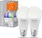 LEDVANCE Slimme LED lamp met WiFi technologie, E27-basis matte optiek ,RGBW-kleuren veranderbaar, lichtkleur veranderbaar (27-K-65-K), 8-6 Lumen, substituut voor 6-W-verlichtingsmiddel, 2-Pak