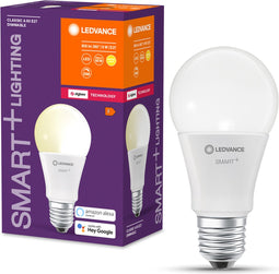 LEDVANCE Slimme LED lamp met ZigBee technologie, E27-basis matte optiek ,Warm wit (27-K), 8-6 Lumen, substituut voor 6-W-verlichtingsmiddel slim dimbaar, 1-Pak