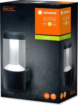 LEDVANCE Wand- en plafondarmatuur LED: voor muur, ENDURA STYLE LANTERN MODERN / 11,5- W, 22-…24- V, Warm wit, 3- K, body materiaal: aluminum, IP44