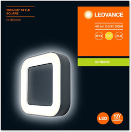 LEDVANCE Wand- en plafondarmatuur LED: voor muur, ENDURA STYLE SQUARE / 13 W, 22-…24- V, Warm wit, 3- K, body materiaal: aluminum, IP44