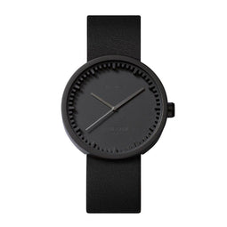 LEFF amsterdam - D38 - Horloge - Leer - Zwart/Zwart - Ø 38mm