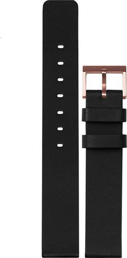 LEFF amsterdam LT74014 - Zwart Leren band/Rosé Gouden Gesp voor T32 - 16x110/70 mm