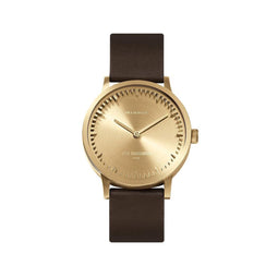 LEFF amsterdam - T32 - Horloge - Leer - Goud/Bruin - Ø 32mm