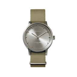 LEFF amsterdam - T32 - Horloge - Nylon - Staal/Zandkleurig - Ø 32mm