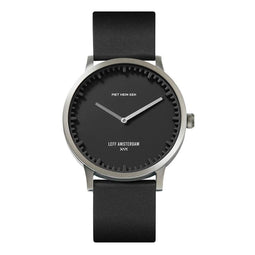 LEFF amsterdam - T40 - Horloge - Leer - Steel/Zwart - Ø 40mm