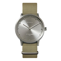 LEFF amsterdam - T40 - Horloge - Nylon - Staal/Zandkleurig - Ø 40mm