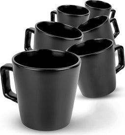 Deleca Koffiekopjes Set van 6 - Koffiemokken met Oor - Koffie Kopjes / Mok - Massief Aardewerk - Mat