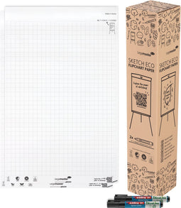 Legamaster SKETCH ECO flipover papierblok raster 2 pak à 50 vel - inclusief 2 edding 31 EcoLine flipover markers