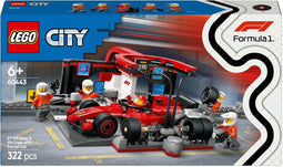LEGO City F1 pitstop en pitcrew met Ferrari auto - 60443