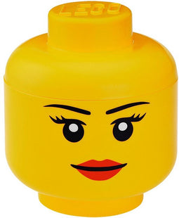 Lego - Opbergbox - Hoofd - Girl Klein - Rond - Stapelbaar - Kunststof - Geel