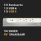 Legrand 90° Monteerbare Contactdoos - Stekkerdoos - Verdeelstekker 3X2P - Randaarde Nederland - Schuko - USB A & C Hub - Verlengsnoer 1 Meter - Aluminium