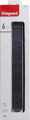 Legrand Premium Contactoos Automaat - Stekkerdoos - Verdeelstrekker 6X2P+A - Schuko - Randaarde Nederland - Verlengsnoer 1.5. Meter