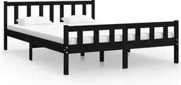 vidaXL - Bedframe - massief - hout - zwart - 150x200 - cm