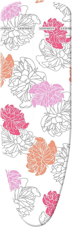 Leifheit strijkplankhoes Cotton Comfort S / M - 125 x 40 cm strijkvlak - 3 mm dikke molton - roze - wit - oranje