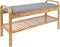 Leitmotiv Bank Arch - Bamboe met Grijze stof - 90x33x50cm - Scandinavisch