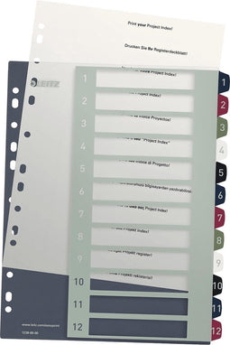 Leitz 1238 Style Register Din A4 1-12 Polypropyleen Meerdere Kleuren 12 Tabbladen 1238-00-00