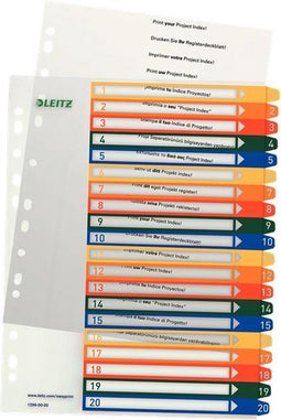 Leitz 1296 Register Din A4 1-20 Polypropyleen Meerdere Kleur