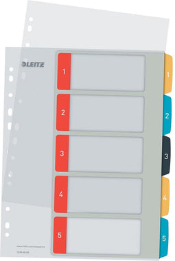 Leitz Cosy Printbare PP Tabbladen - 1-5 Numerieke Tabbladen - Tabbladen a4 - Tabbladen Voor Ordners