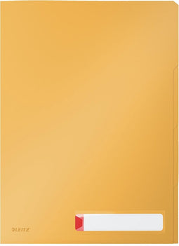 Leitz Cosy Privacy 3x Insteekmappen Met Tabbladen - Map Met 3 Compartimenten - Mappen Voor Privacygevoelige Documenten - Ideaal voor Thuiskantoor/Thuiswerken - Warm Geel