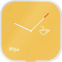 Leitz Cosy Stille Glazen Muurklok - Beschrijfbare Wandklok Inclusief Marker - Ideaal voor Thuiskantoor/Tuhuiswerken - Warm Geel