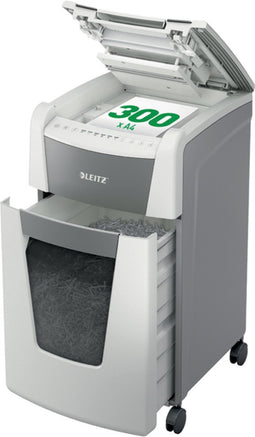 Leitz IQ Autofeed 300 Stille Papierversnipperaar P-5 Micro voor Kantoor - Invoer tot 300 A4 Vellen - Wit