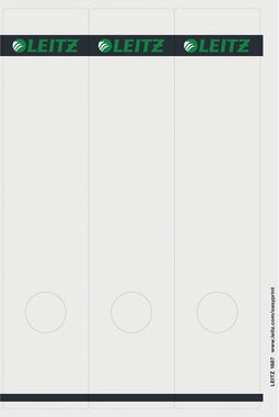 Leitz PC Printbare Rugetiketten voor Standaard Ordners - 75 Stuks - Breed en lang - Grijs