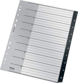 Leitz Recycle Tabbladen PP A4 - Extra Breed - 1-10 Numerieke Tabbladen - Zwart