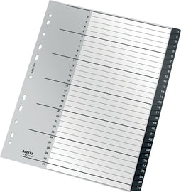 Leitz Recycle Tabbladen PP A4 - Extra Breed - 1-31 Numerieke Tabbladen - Zwart