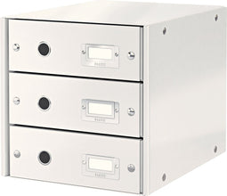 Leitz Wow Click & Store Ladekast Met 3 Laden - 81% Gerecycled Karton - Voor A4 Formaten - Ruimtebesparende Opberger - Wit