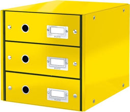 Leitz Wow Click & Store Ladekast Met 3 Laden - 81% Gerecycled Karton - Voor A4 Formaten - Ruimtebesparende Opberger - Geel