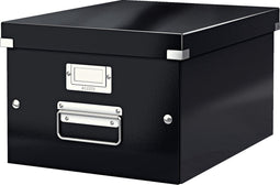 Leitz WOW Click & Store Middelgrote Kartonnen Opbergdoos - 85% Gerecycled Karton - 28.1 x 37 Cm (BxD) - Voor A4 Formaten - Ideaal voor Kantoor En Thuiswerken - Zwart