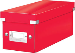 Leitz WOW Click & Store Opbergdoos met Deksel voor CD's - Kartonnen Sorteerdoos voor Spullen - 84% Gerecycled Karton - 14.3 x 35.2 Cm (BxD) - Rood