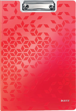 Leitz WOW Kunststof A4 Klembord met Omslag en Insteekhoes - Capaciteit tot 75 Vel - Rood