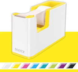 Leitz WOW Plakbandhouder - Inclusief 1 Rol Plakband - Geel/Wit